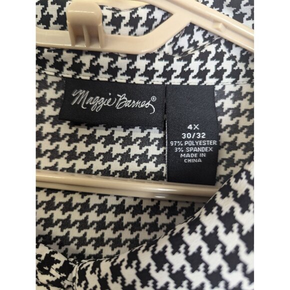 Maggie Barnes Black & White Houndstooth button down Blouse Size 4X - Picture 4 of 5